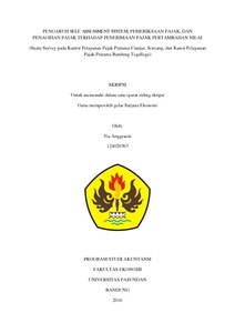 Pengaruh Self Assessment System, Pemeriksaan Pajak, Dan Penagihan Pajak Terhadap Penerimaan Pajak Pertambahan Nilai (Suatu Survey Pada Kantor Pelayanan Pajak Pratama Cianjur, Soreang, Dan Kanor Pelayanan Pajak Pratama Bandung Tegallega) - Repo