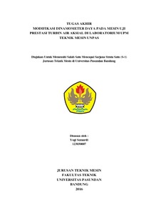 Modifikasi Dinamometer Daya Pada Mesin Uji Prestasi Turbin Air Aksial Di Laboratorium Upm Teknik Mesin Unpas - Repo Unpas