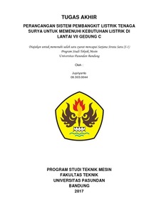 Perancangan Sistem Pembangkit Listrik Tenaga Surya Untuk Memenuhi Kebutuhan Listrik Lantai Vii Gedung C - Repo Unpas