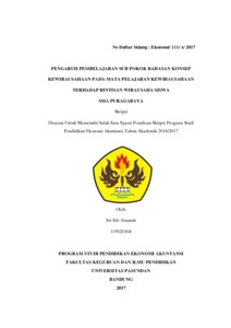 Pengaruh Pembelajaran Sub Pokok Bahasan Konsep Kewirausahaan Pada Mata Pelajaran Kewirausahaan Terhadap Rintisan Wirausaha Siswa Sma Puragabaya - Repo Unpas