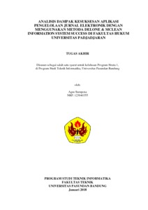 Analisis Dampak Kesuksesan Aplikasi Pengelolaan Jurnal Dengan Menggunakan Metoda Delone & Mclean Of Information System Success Di Fakultas Hukum Universitas Padjadjaran - Repo Unpas