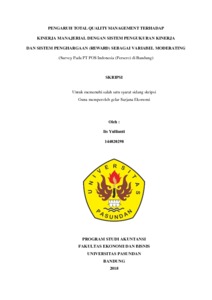 Pengaruh Total Quality Management Terhadap Kinerja Manajerial Dengan Sistem Pengukuran Kinerja Dan Sistem Penghargaan (Reward) Sebagai Variabel Moderating (Survey Pada Pt Pos Indonesia (Persero) Di Bandung) - Repo Unpas