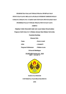 Pembuktian Dalam Tindak Pidana Penipuan Dan Pencucian Uang Melalui Aplikasi Internet Dihubungkan Undang-Undang No. 8 Tahun 2010 Tentang Pencegahan Dan Pemberantasan Tindak Pidana Pencucian Uang - Repo Unpas
