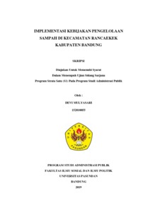 Implementasi Kebijakan Pengelolaan Sampah Di Kecamatan Rancaekek Kabupaten Bandung - Repo Unpas