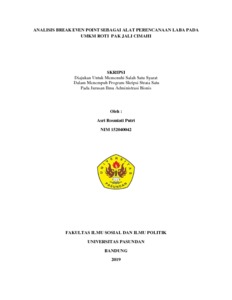 Analisis Break Even Point Sebagai Alat Perencanaan Laba Pada Umkm Roti Pak Jali Cimahi - Repo Unpas