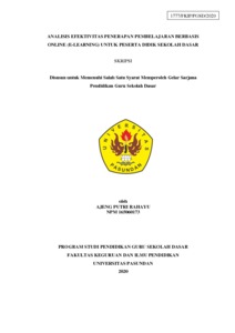 Analisis Efektivitas Penerapan Pembelajaran Berbasis Online (E-Learning) Untuk Peserta Didik Sekolah Dasar - Repo Unpas