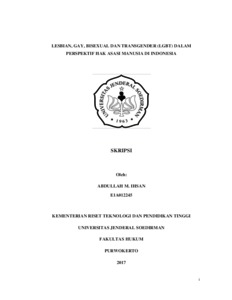 Lesbian, Gay, Bisexual Dan Transgender (Lgbt) Dalam Perspektif Hak Asasi Manusia Di Indonesia - Repository Universitas Jenderal Soedirman