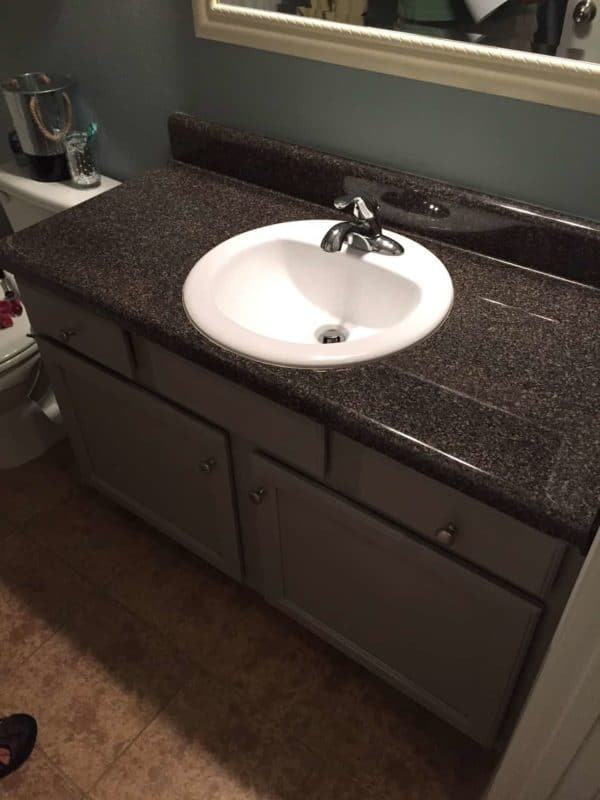 Bathroom Update for under 100 including DIY Faux Marble Countertops