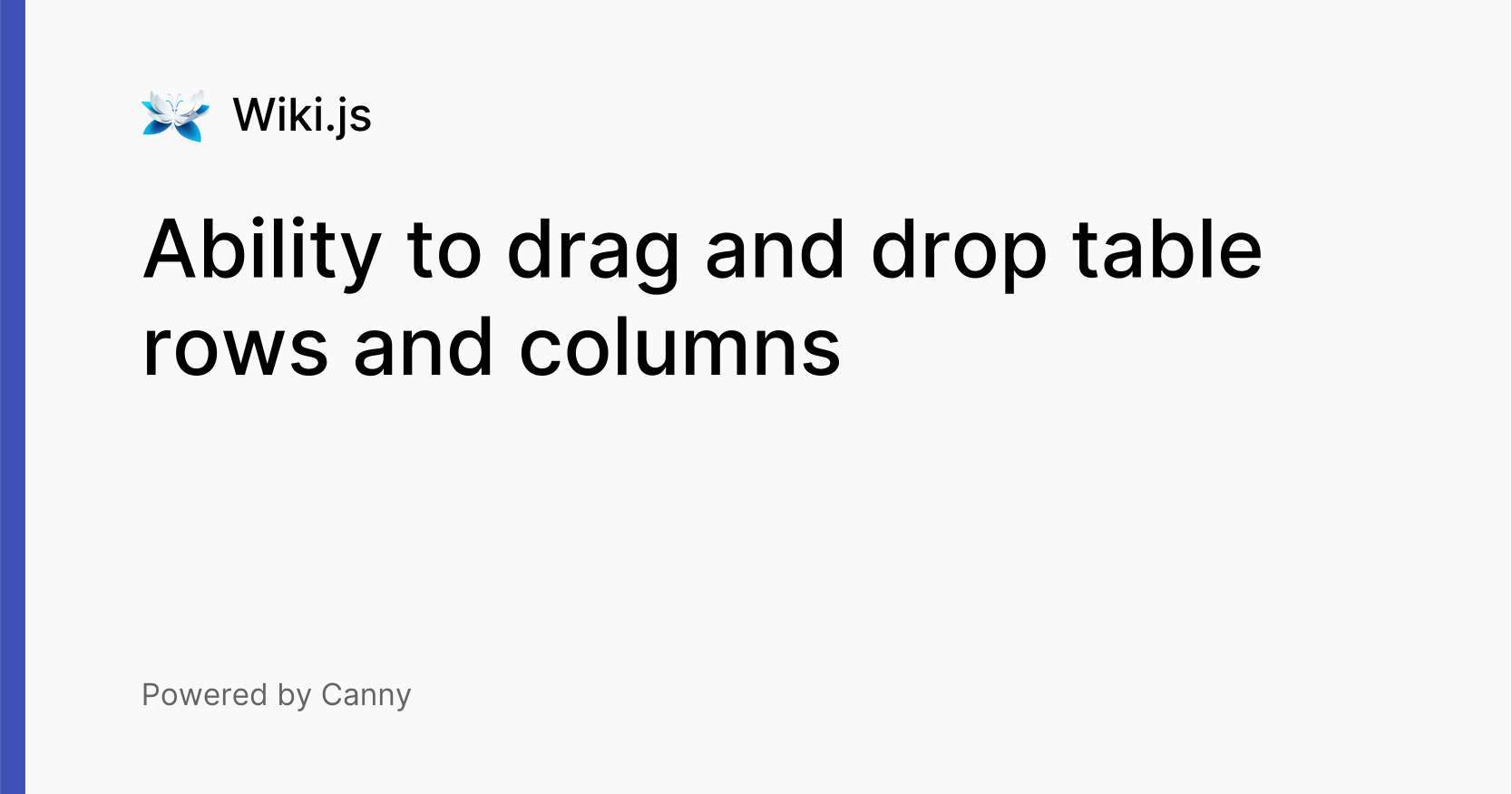 Ability to drag and drop table rows and columns Voters Wiki.js
