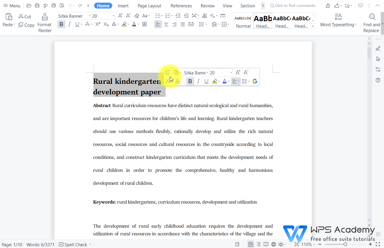 How to use mini toolbar in Word? WPS Office Academy