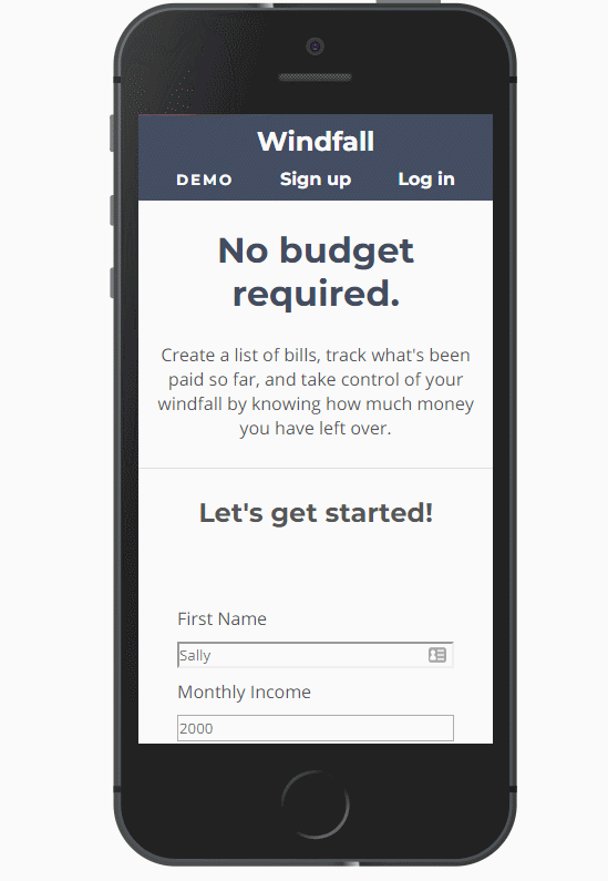 GitHub thinkfulei18/windfallclient Create a list of bills & find out your net