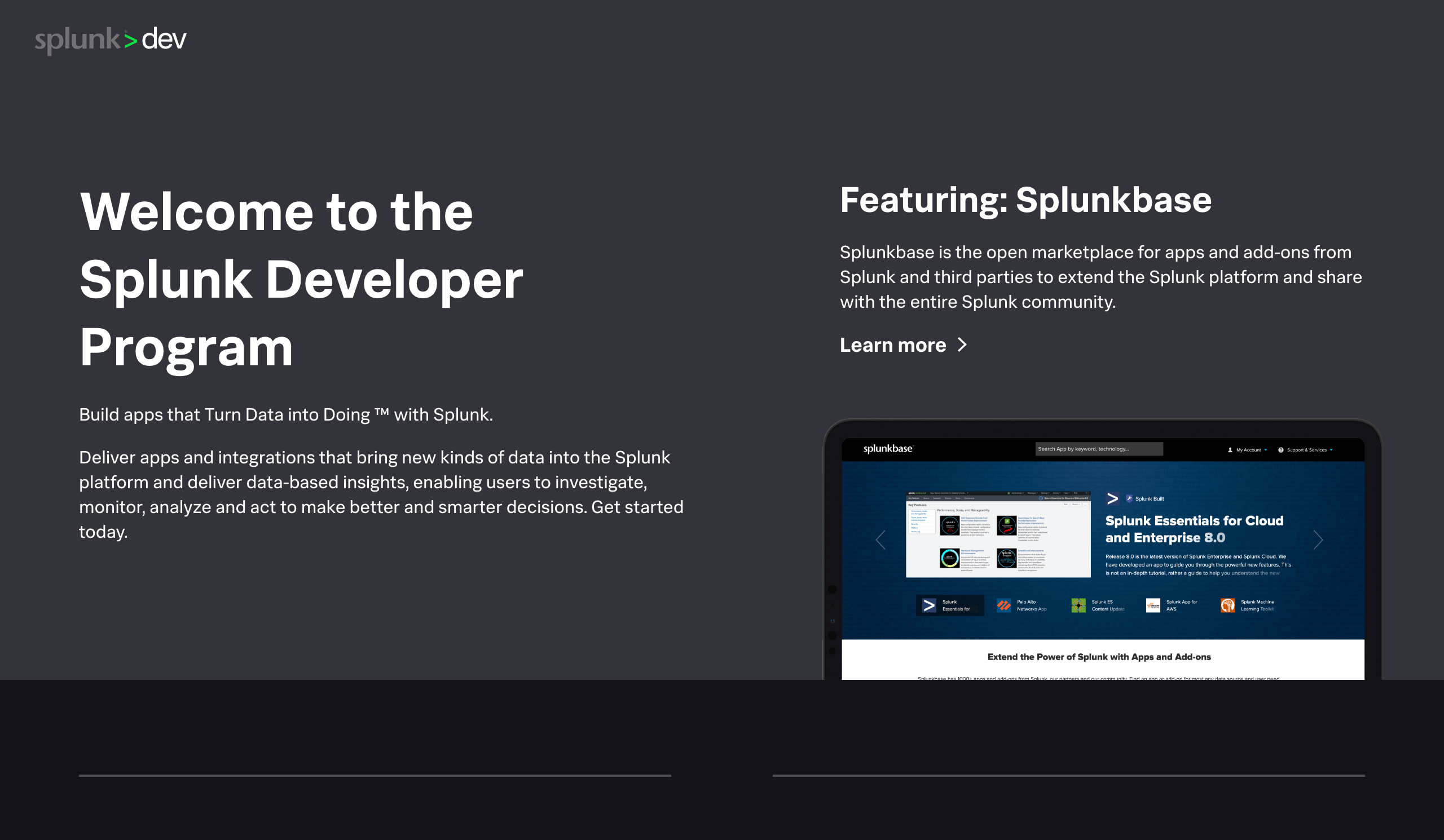 Splunk API Developer docs, APIs, SDKs, and auth. API Tracker