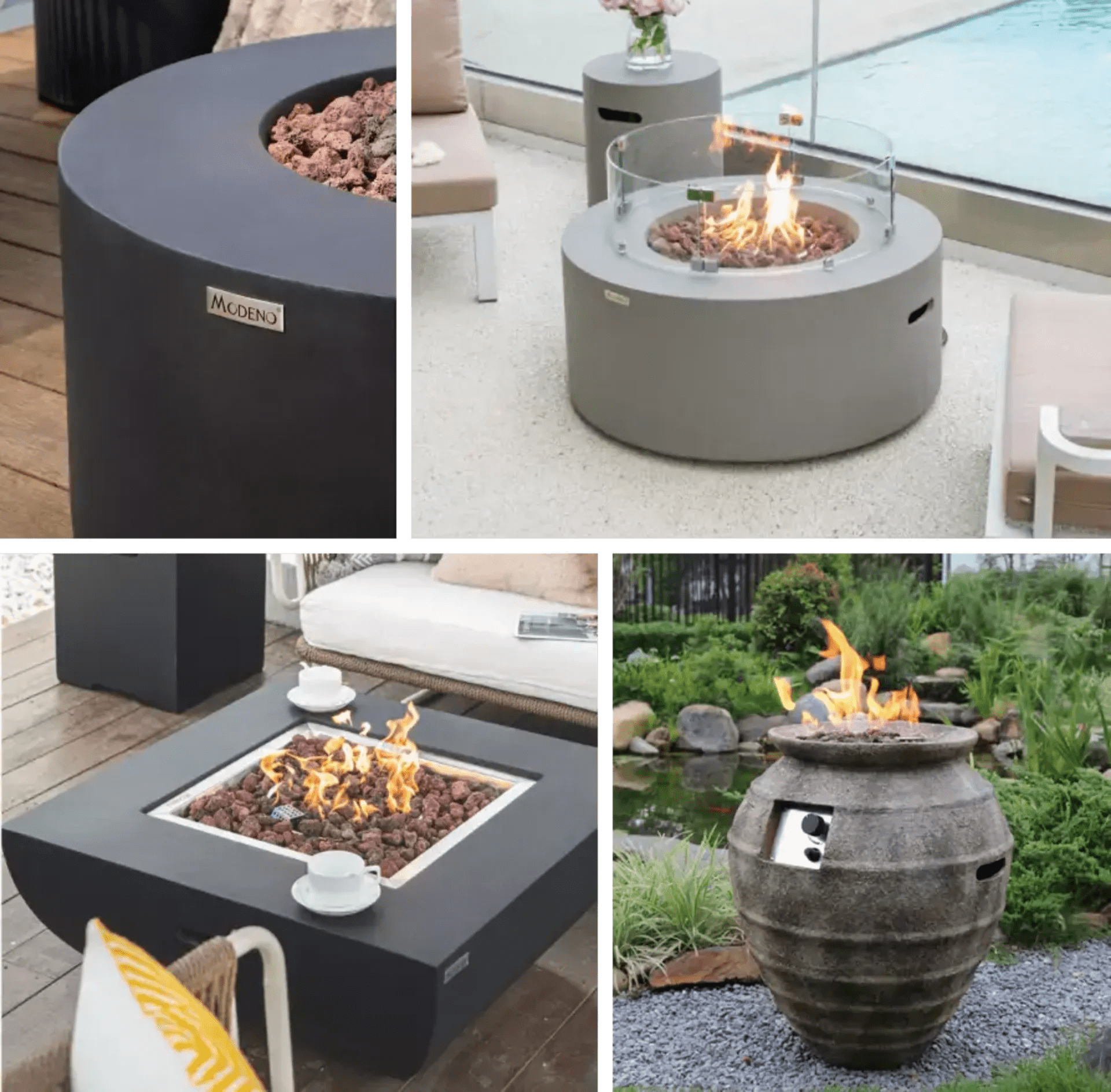 Modeno Fire Pits LP Gas, Lightweight Fire Pits AuthenTEAK