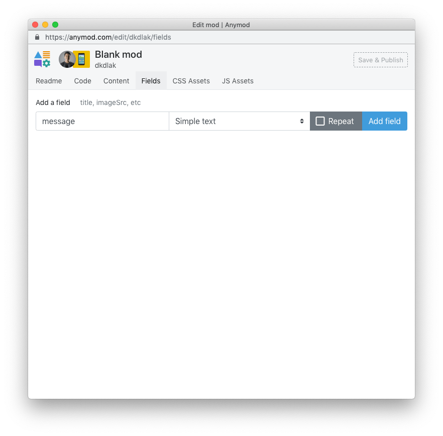 Build a mod with React AnyMod Guide