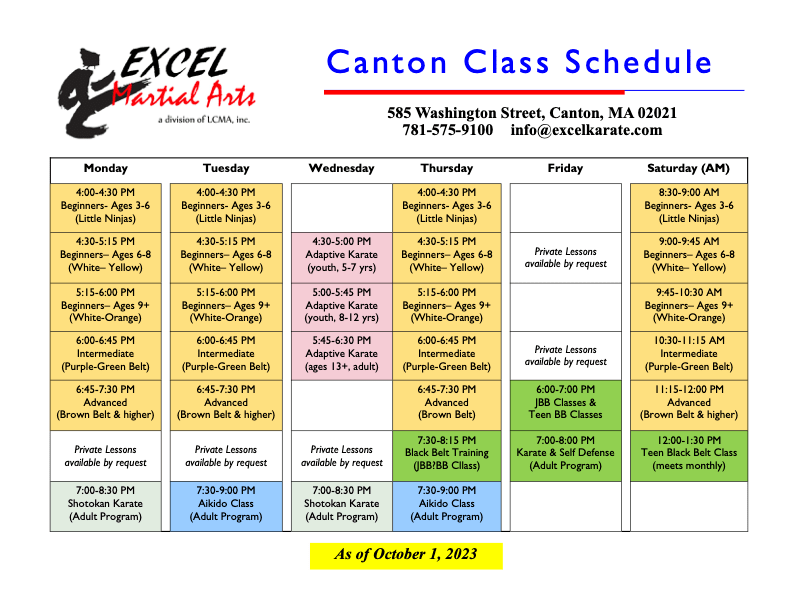 Canton Schedule