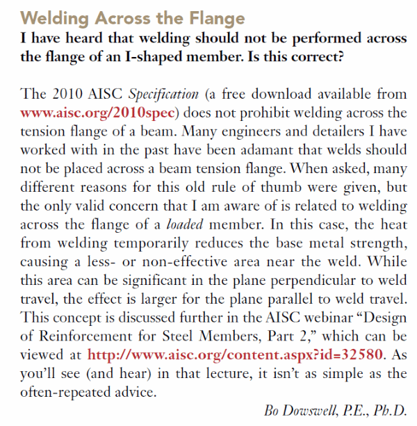 Weld Across The Flange Structural Engineering General Discussion Eng Tips