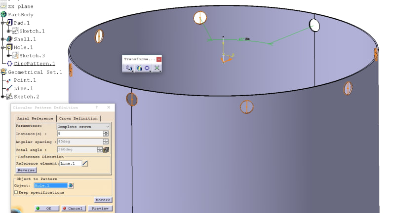 How to cut holes throughout the curved surface of a cylinder