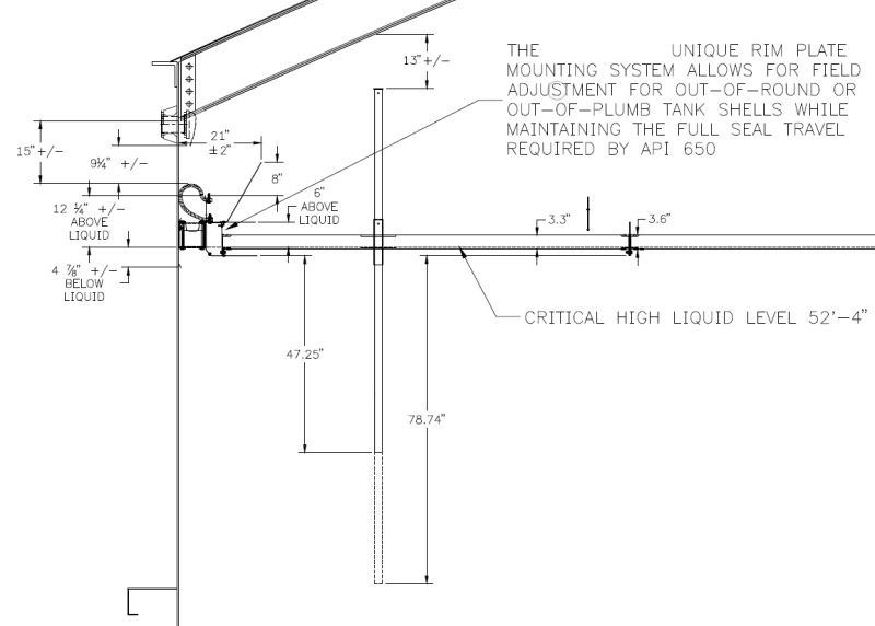 Product on TopSide of Internal Floating Roof Storage tank