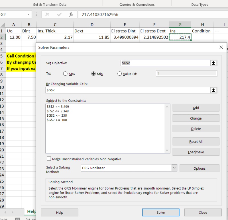 Excel spreadsheet that uses Goal Seek (if possible) to find variable