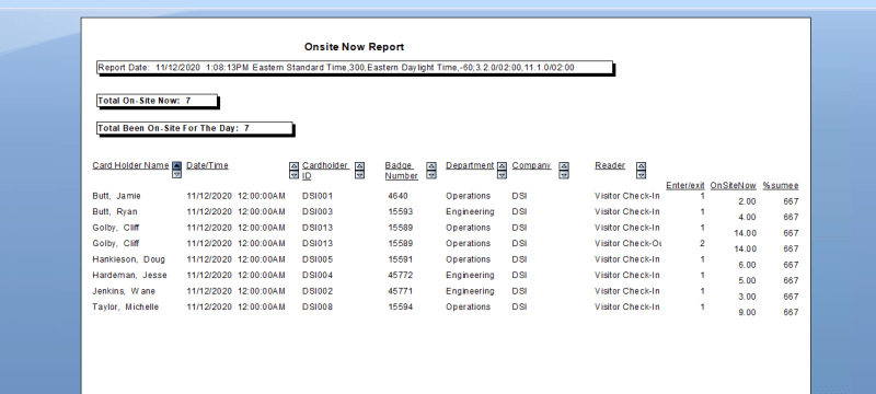 Calculate who is onsite now Business Objects Crystal Reports 1