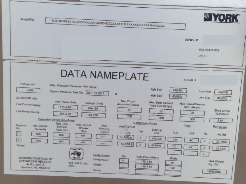 How to Read HVAC Chiller Nameplate for Short Circuit Analysis