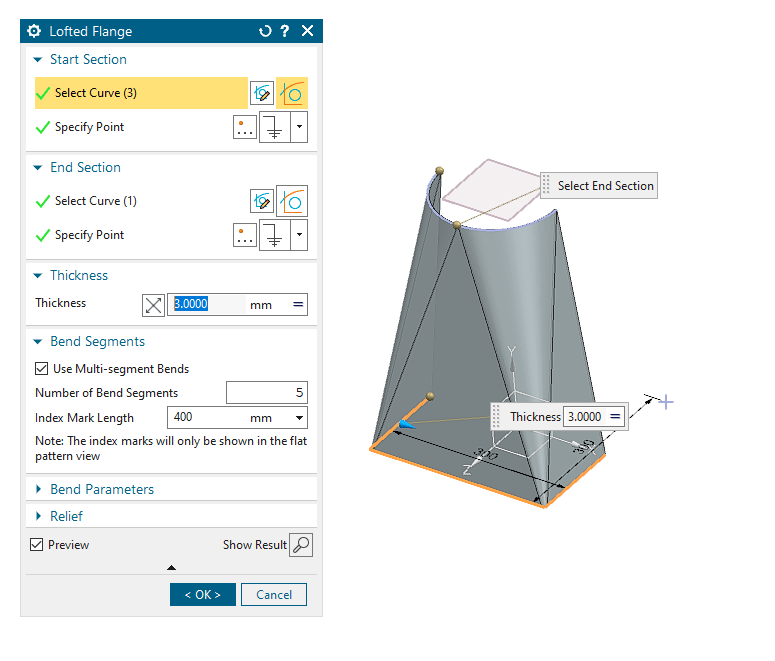 Square to round ducting flat pattern with bend lines NX Siemens UG/NX EngTips