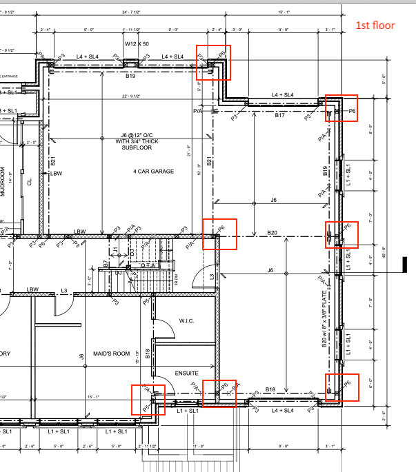 House floor post on exterior foundation wall Structural engineering