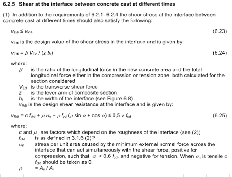 Interface Shear for Concrete Cast at Different Times Structural