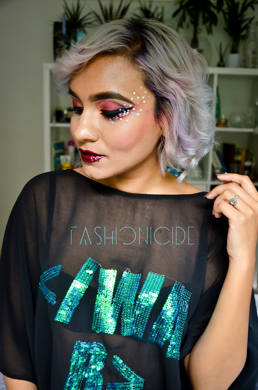 REVIEWS || OCC RTW Lip Tar in Black Metal Dahlia + Sequin Star Eye Makeup Look