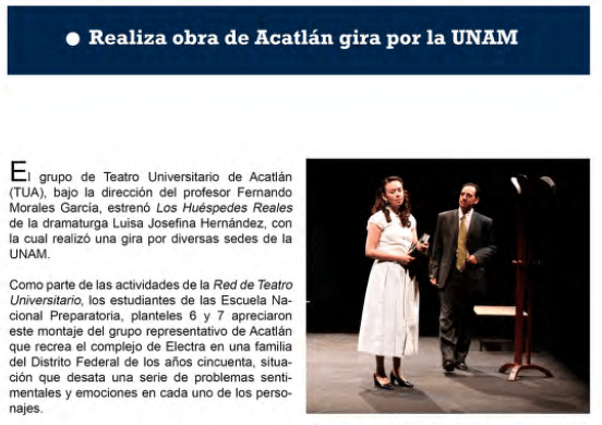 Obra de Acatlán gira por la UNAM