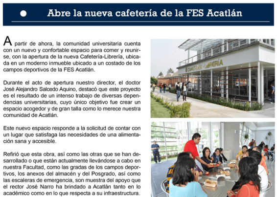 Inauguración de la cafetería en la FES Acatlán
