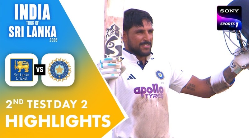 Dhruv Jurel’s 115 Helps India Cross 500 | English | 2nd Test Day 2 | Highlights | SL vs IND 2026