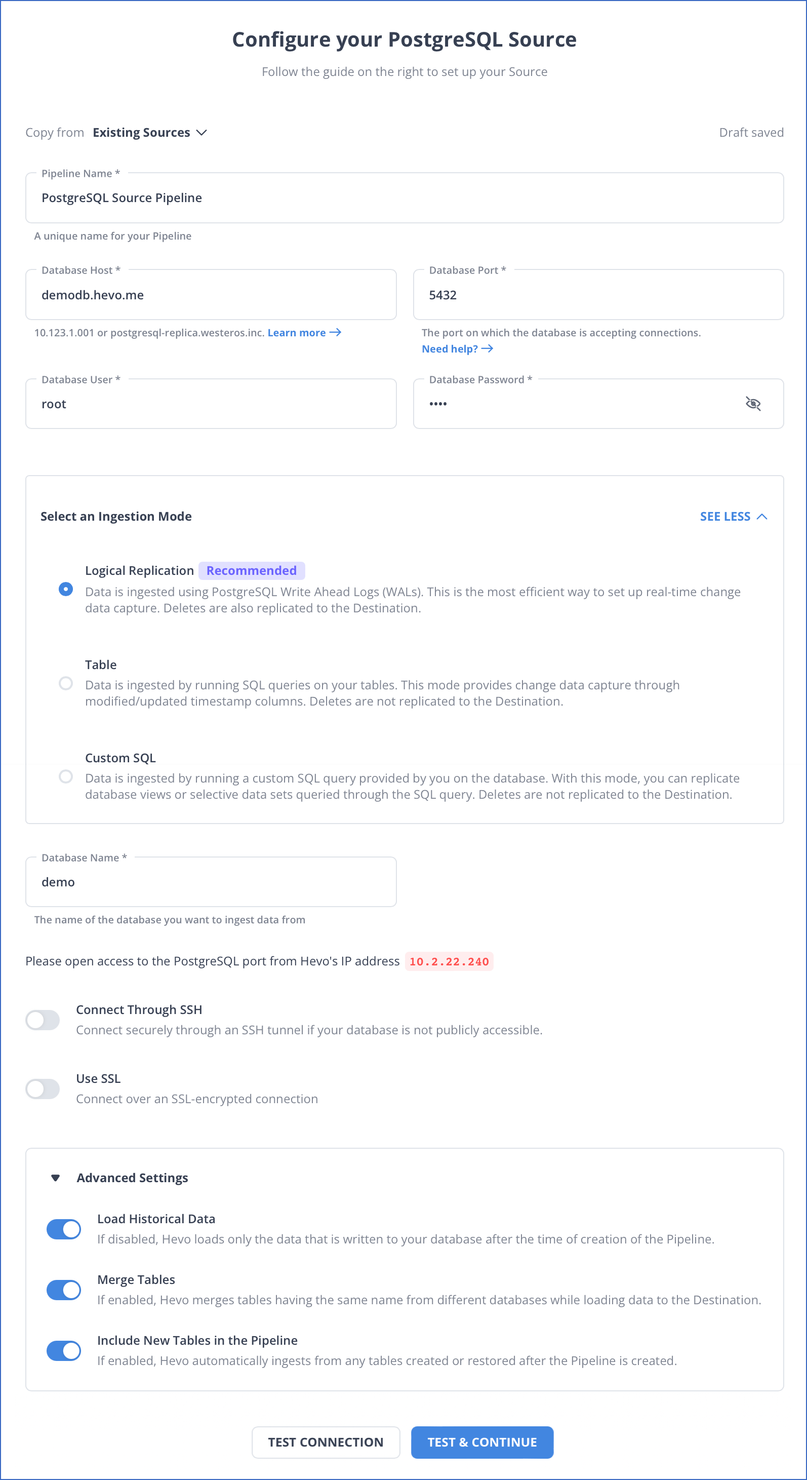 Creating a Database Pipeline Hevo Data