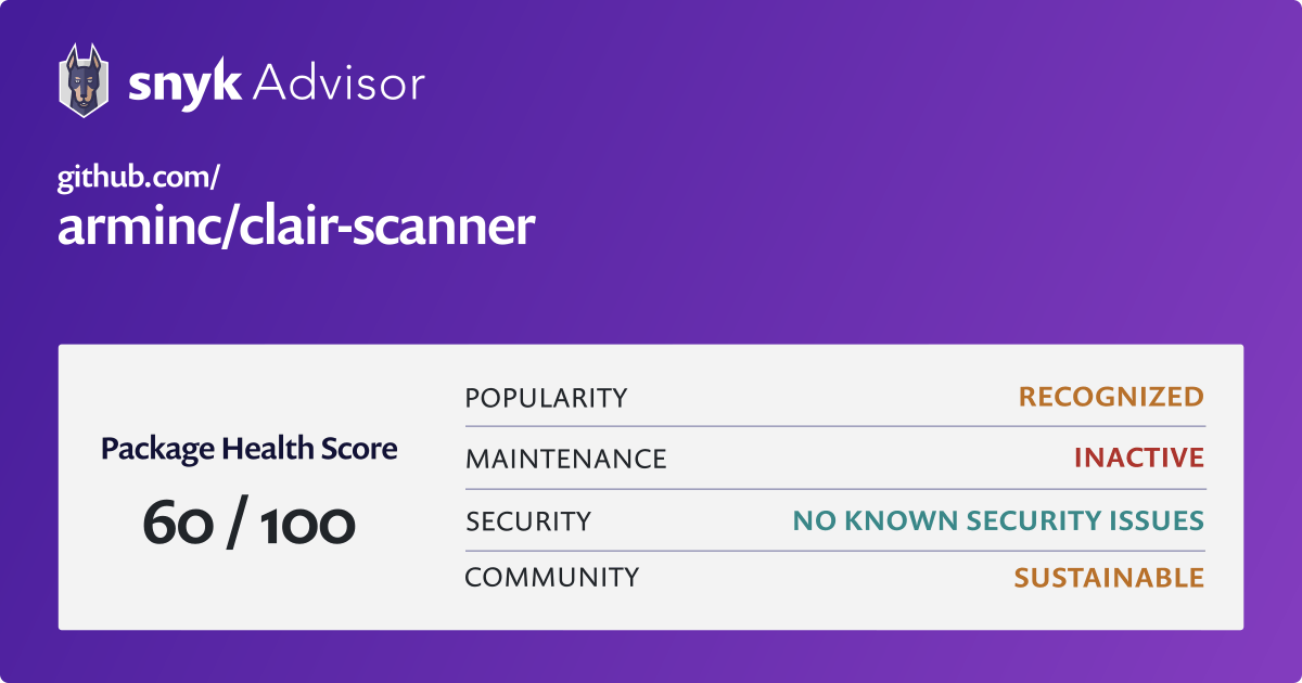 clairscanner golang Package Health Analysis Snyk