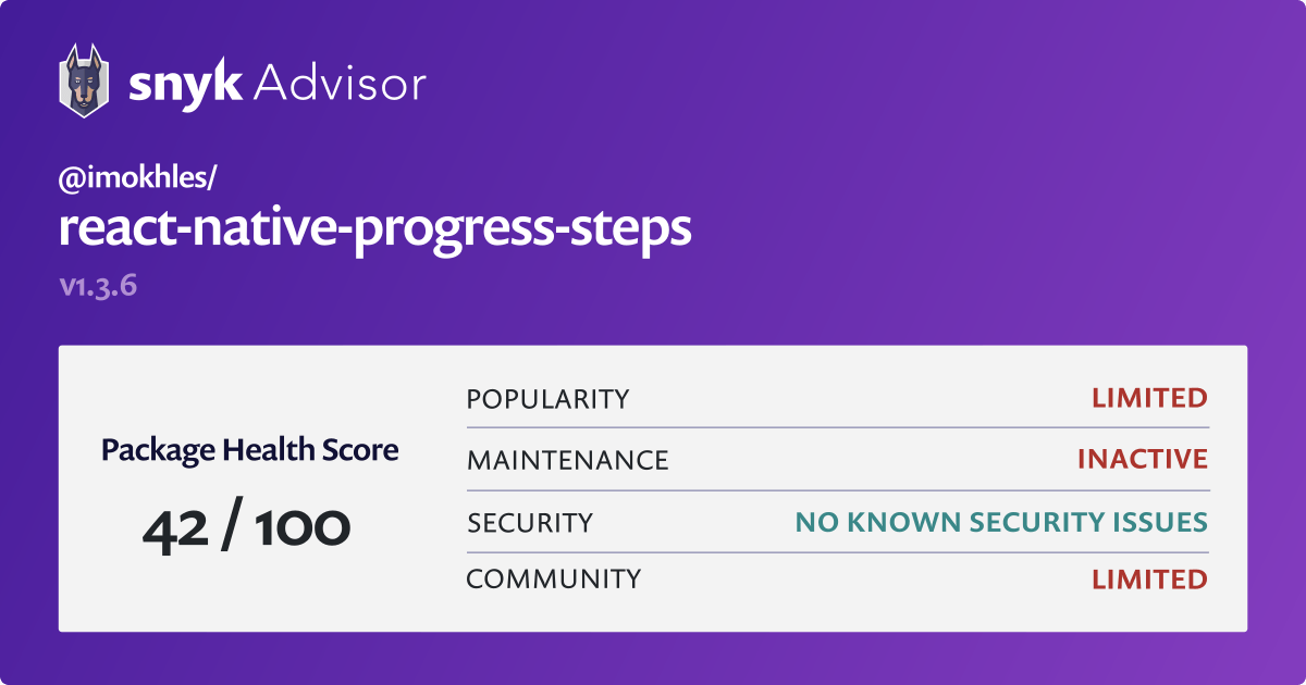imokhles/reactnativeprogresssteps npm package Snyk