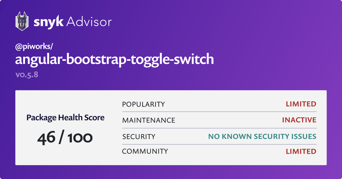 piworks/angularbootstraptoggleswitch npm package Snyk