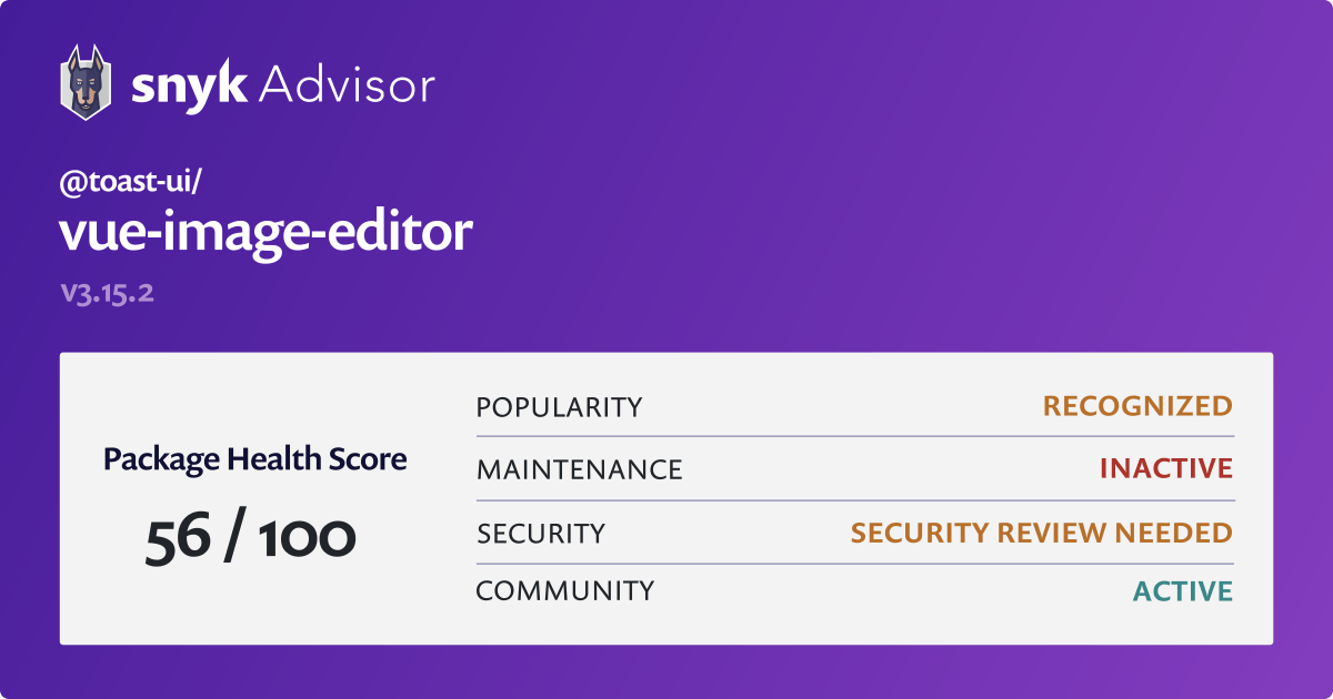 toastui/vueimageeditor npm package Snyk