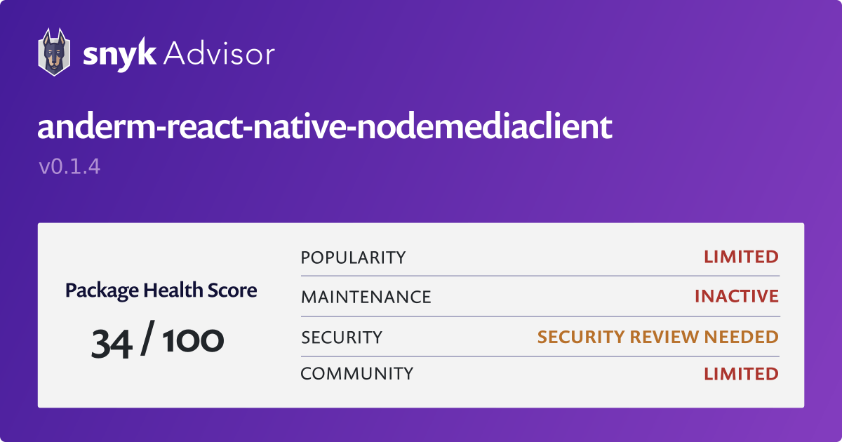 andermreactnativenodemediaclient npm package Snyk