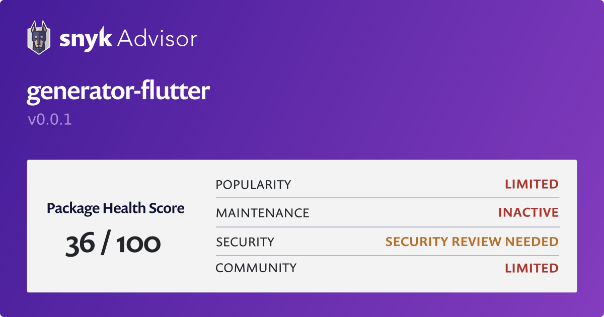 generatorflutter npm Package Health Analysis Snyk