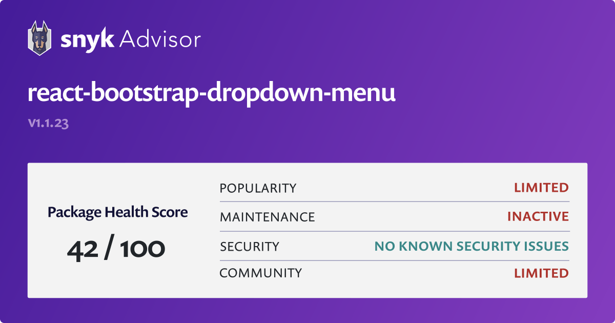 reactbootstrapdropdownmenu npm package Snyk