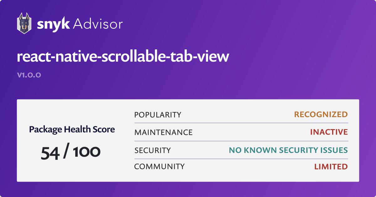 reactnativescrollabletabview npm package Snyk