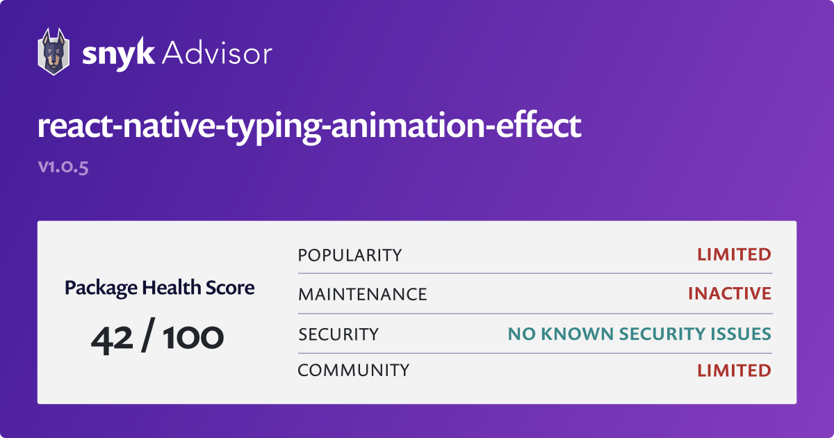 reactnativetypinganimationeffect npm package Snyk