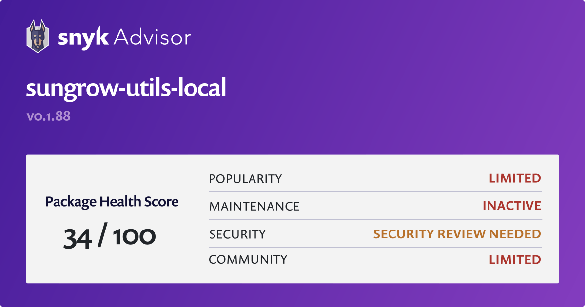 sungrowutilslocal npm Package Health Analysis Snyk