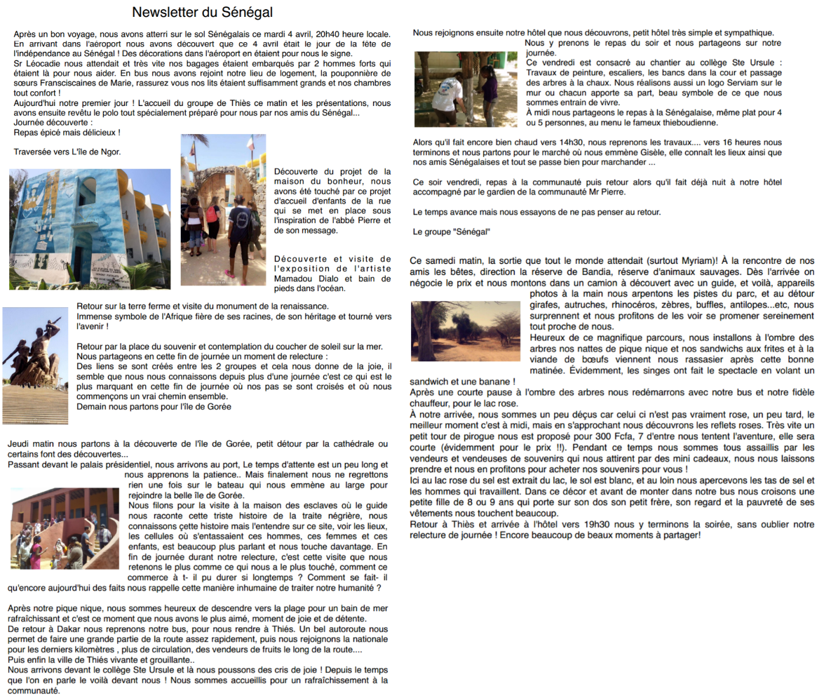 "Ste Ursule" Caen Thiés solidaire pour l'éducation