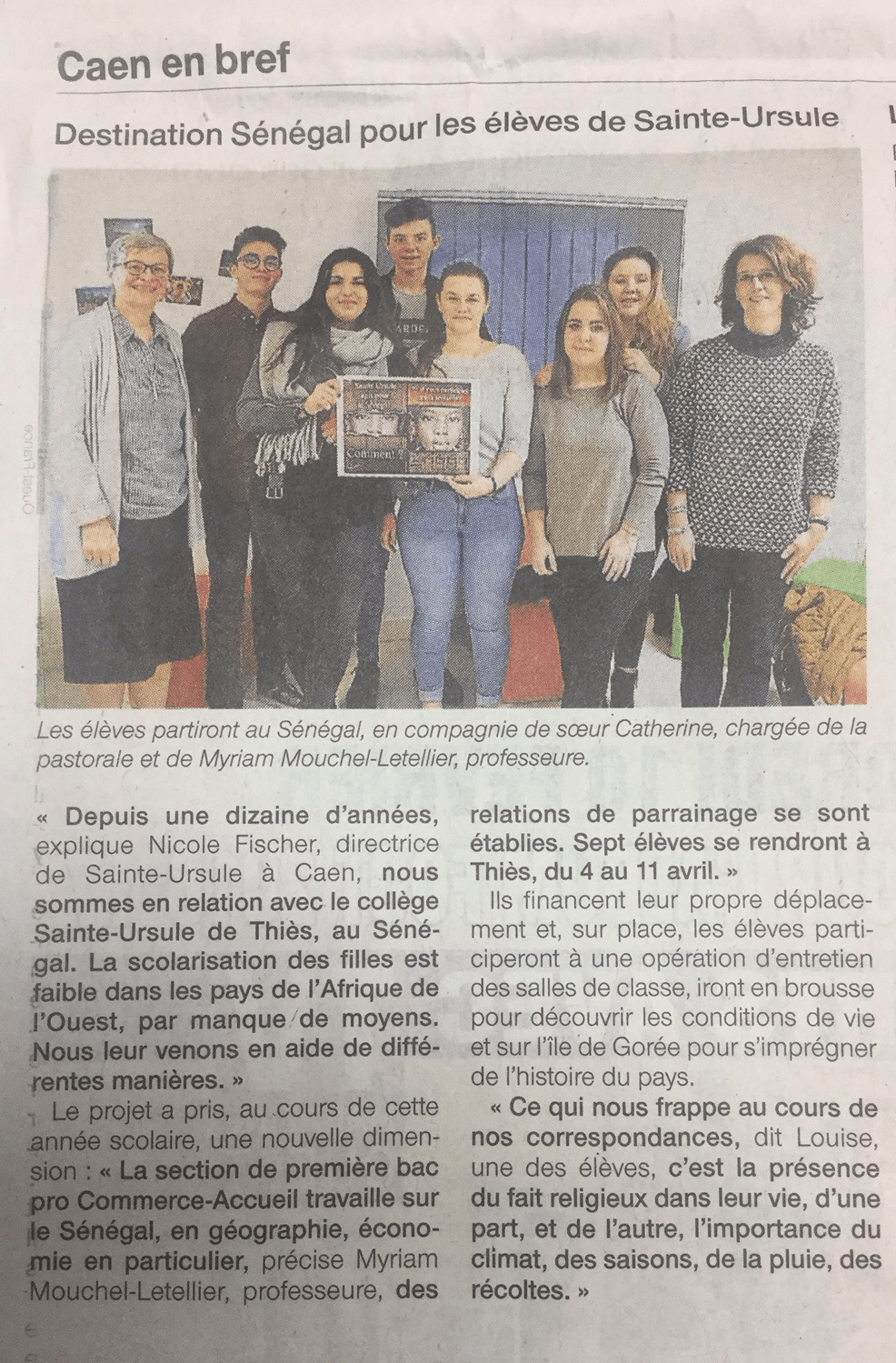 "Ste Ursule" Caen Thiés solidaire pour l'éducation