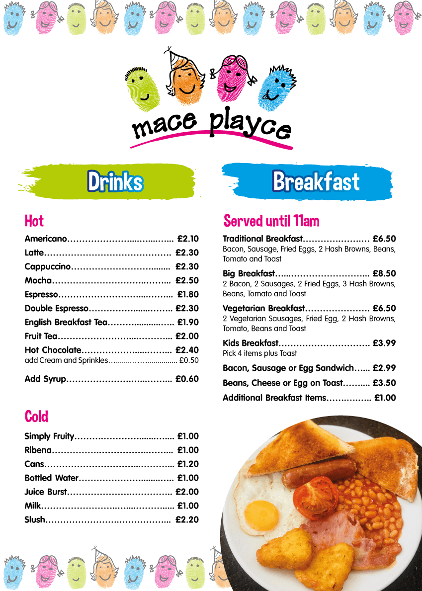 Food Menu Soft Play Centre Chelmsford