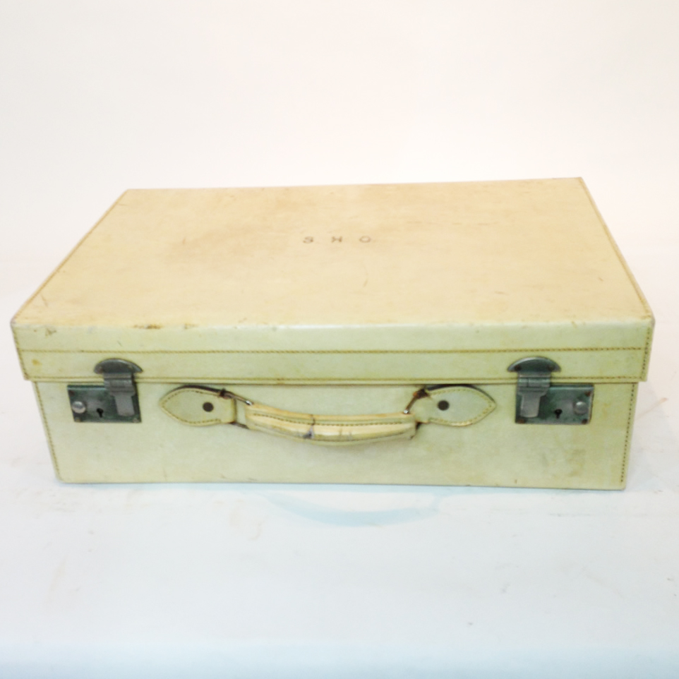 White Leather Medium Briefcase LONDON PROP HIRE