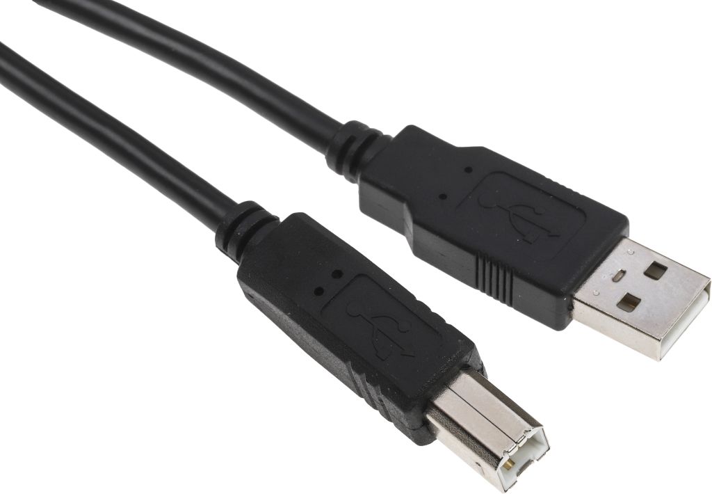 Male USB A to Male USB B Cable, USB 2.0, 2m RS