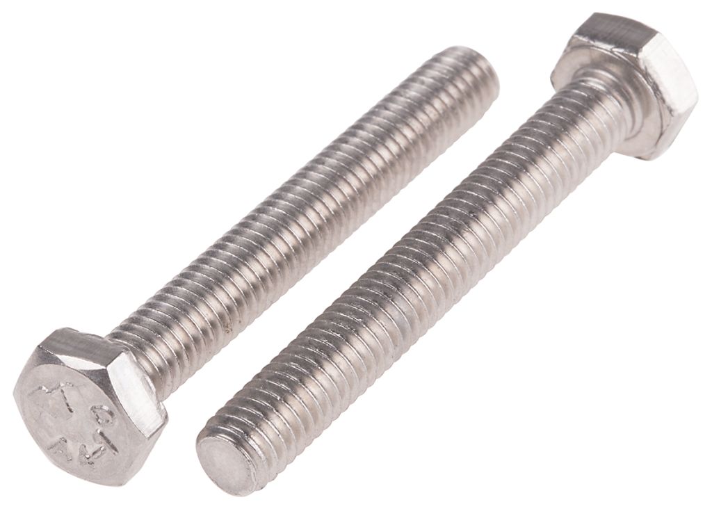 Plain Stainless Steel Hex, Hex Bolt, M6 x 45mm RS Components Indonesia