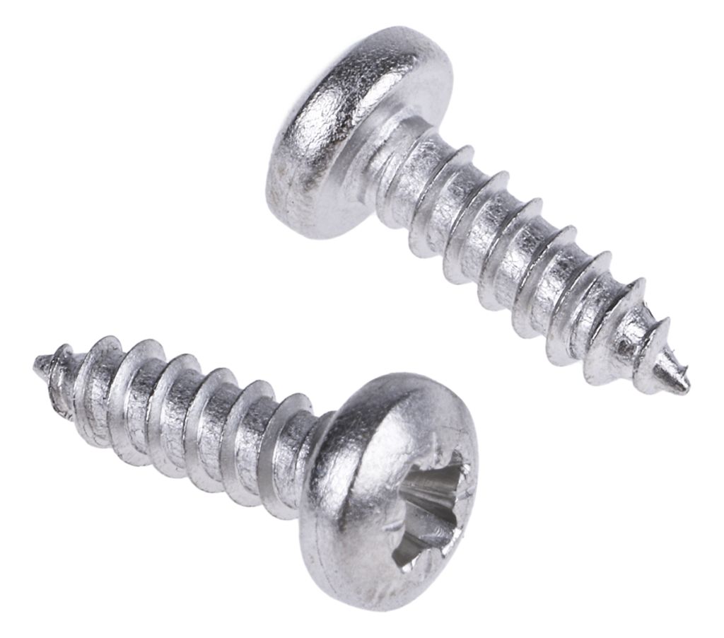 RS PRO Plain Stainless Steel Pan Head Self Tapping Screw, N°No. 4 x 3